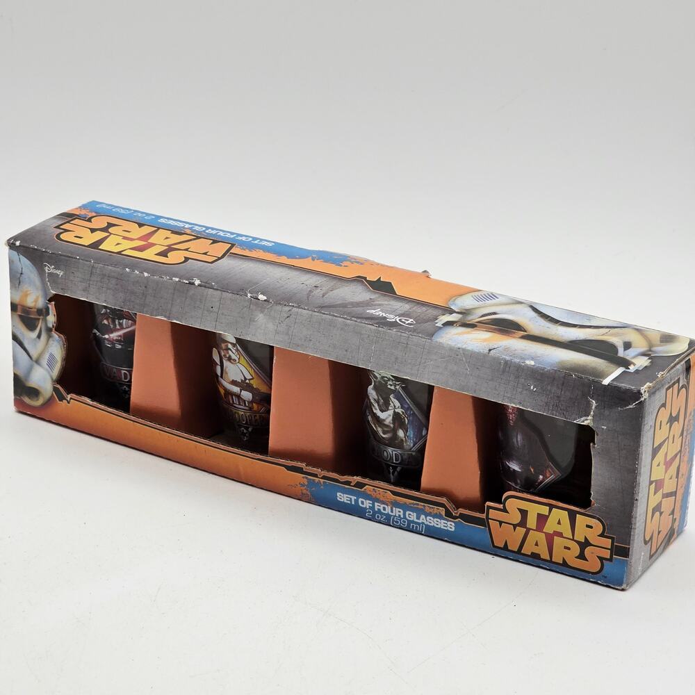 Star Wars Set Of 4 Shot Glasses Discontinued Collectible Vandor 2oz NIB